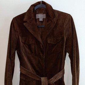 Ann Taylor belted lined with hidden buttons Suede Blazer